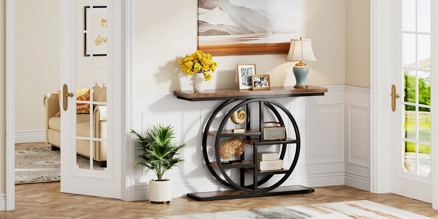 Tribesigns Console Table, 39.4-Inch Entryway Table with Thickened Tabletop, 4- Tier Industrial Narrow Hallway Sofa Table