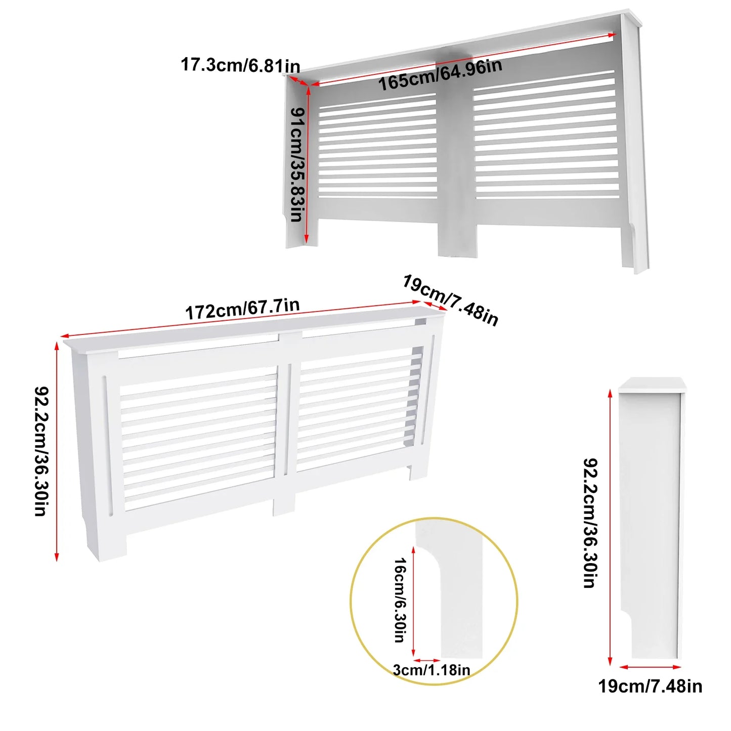 Wood Radiator Cover Modern Tall Radiator Shelf Large Heater Covers Horizontal Slats