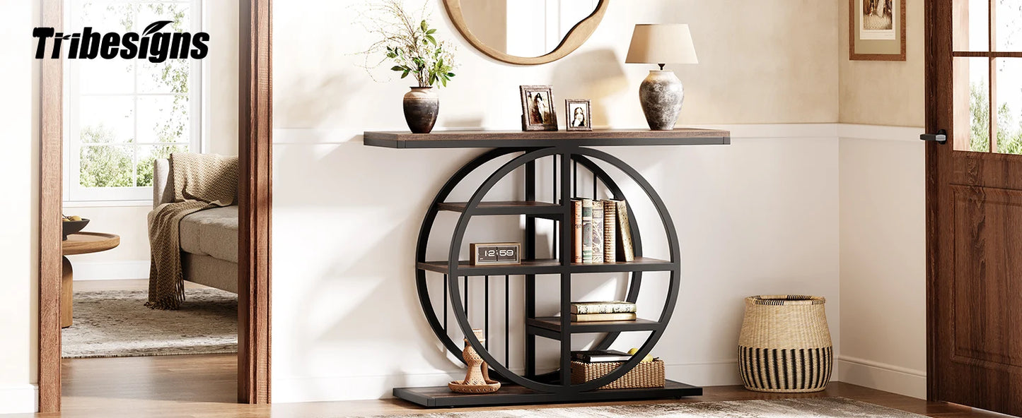 Tribesigns Console Table, 39.4-Inch Entryway Table with Thickened Tabletop, 4- Tier Industrial Narrow Hallway Sofa Table