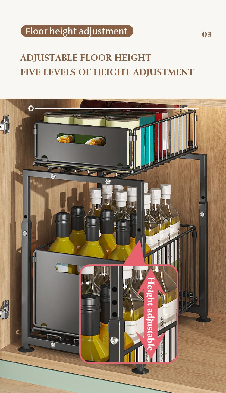 1pc,Slide-out storage rack,Cabinet pull-out storage basket,Punch-free storage rack with suction cups,Spice rack, cutlery rack