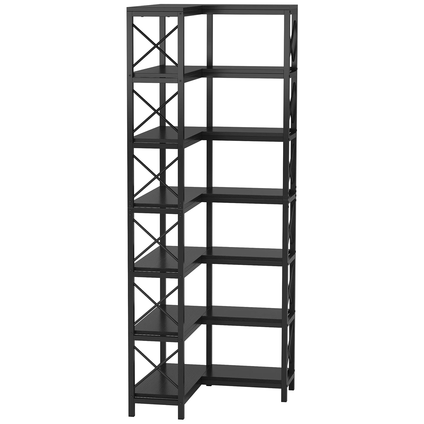 Tribesigns 7-Shelf Corner Bookshelf,Large Modern Corner Bookcase, 7-Tier Tall Corner Shelf Storage Display Rack with Metal Frame
