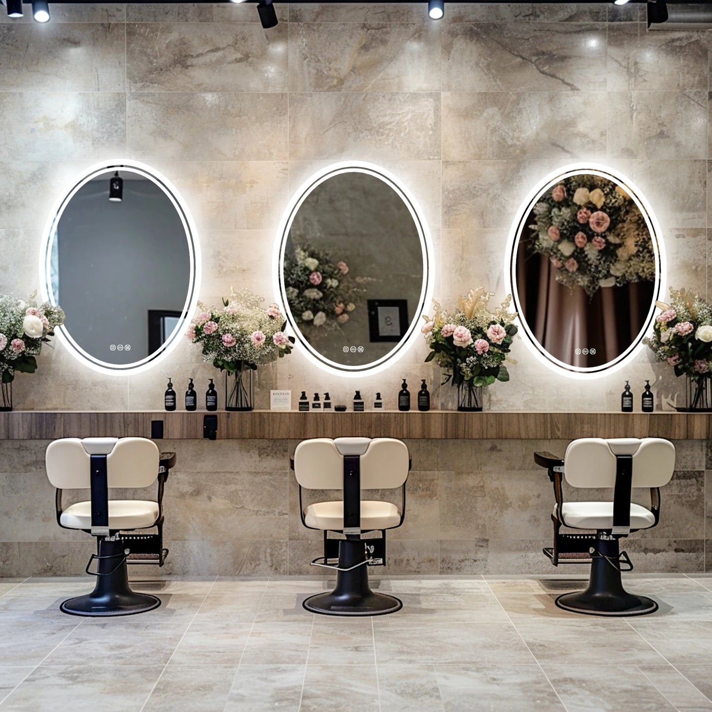 LED Bathroom Mirror Backlit Round Vanity Mirror with Lights Wall Mounted Anti-Fog Lighted Bathroom Mirror Dimmable Makeup Mirror