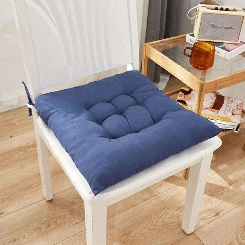 4 Pack Seat Pad Dining Room Garden Kitchen Chair Seat Cushions Tie On Plain UK