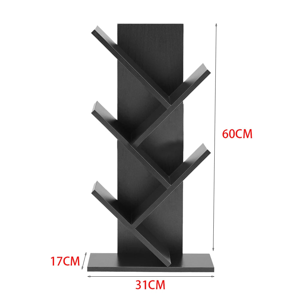Livingandhome Rustic Standing Tree Bookshelf Wood Display Rack Kids Bookshelf  Bookshelves for Home