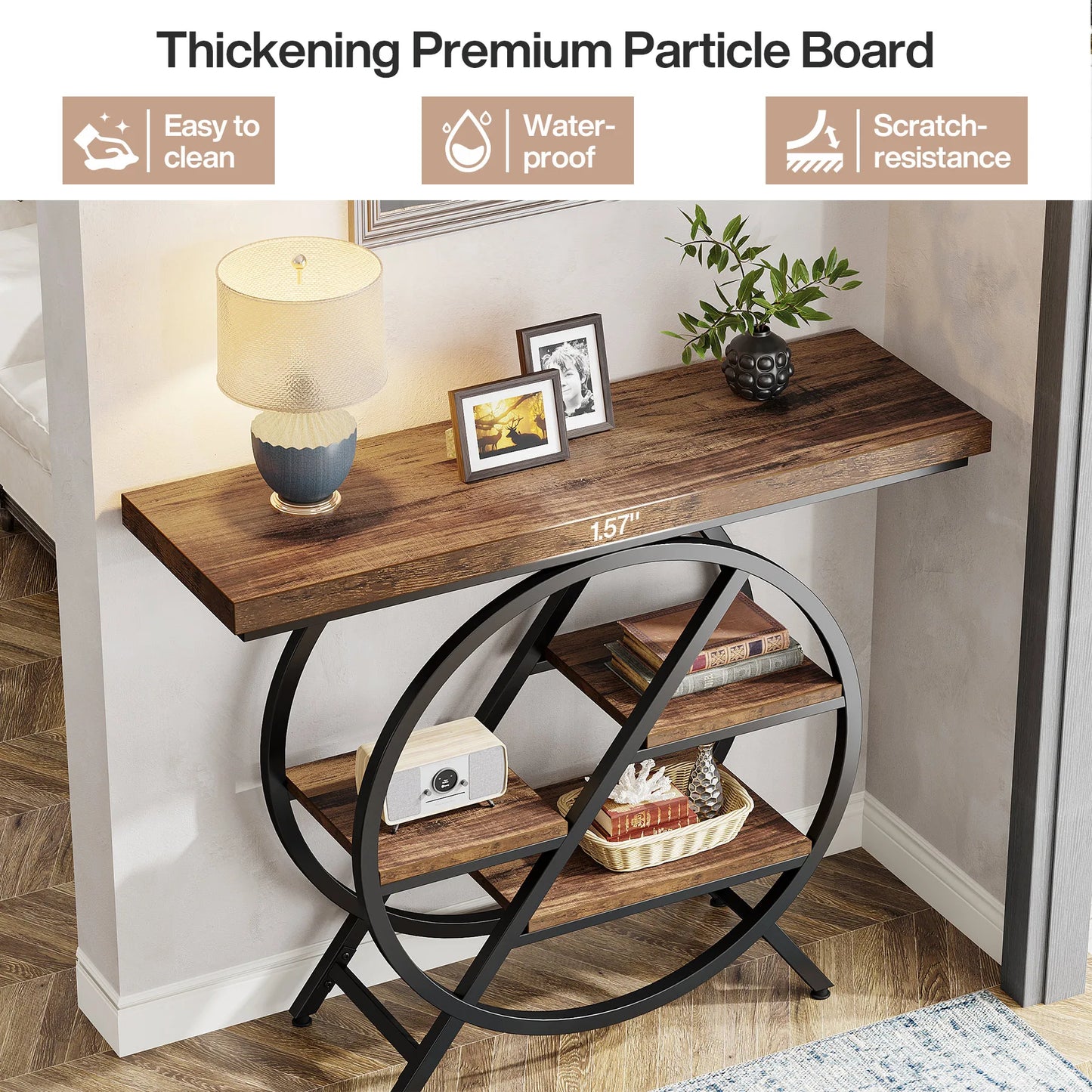 Tribesigns Console Table, 39.4-Inch Entryway Table with Thickened Tabletop, 4- Tier Industrial Narrow Hallway Sofa Table