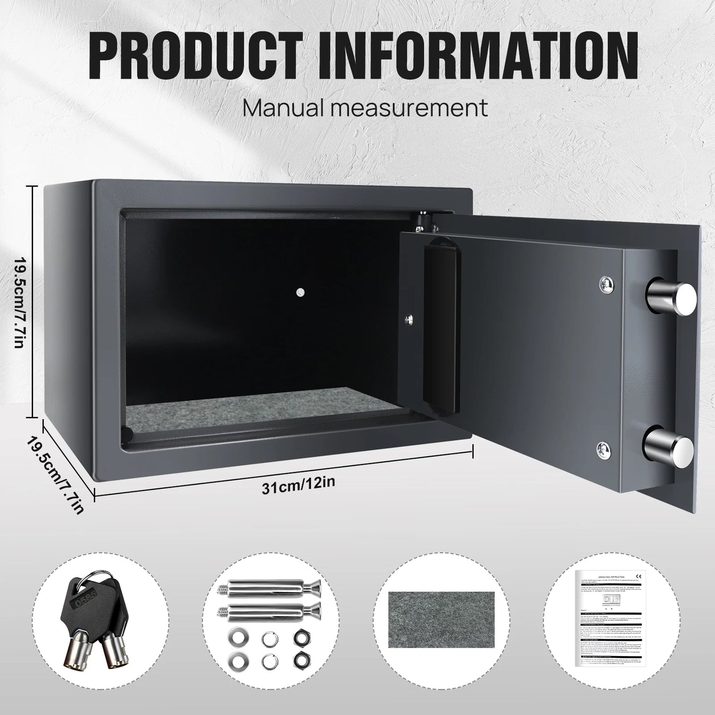 Fireproof 8.5L Electronic Password Security Safe Money Cash Deposit Box Office Home Safe Password Key Anti-theft Safe Box Home