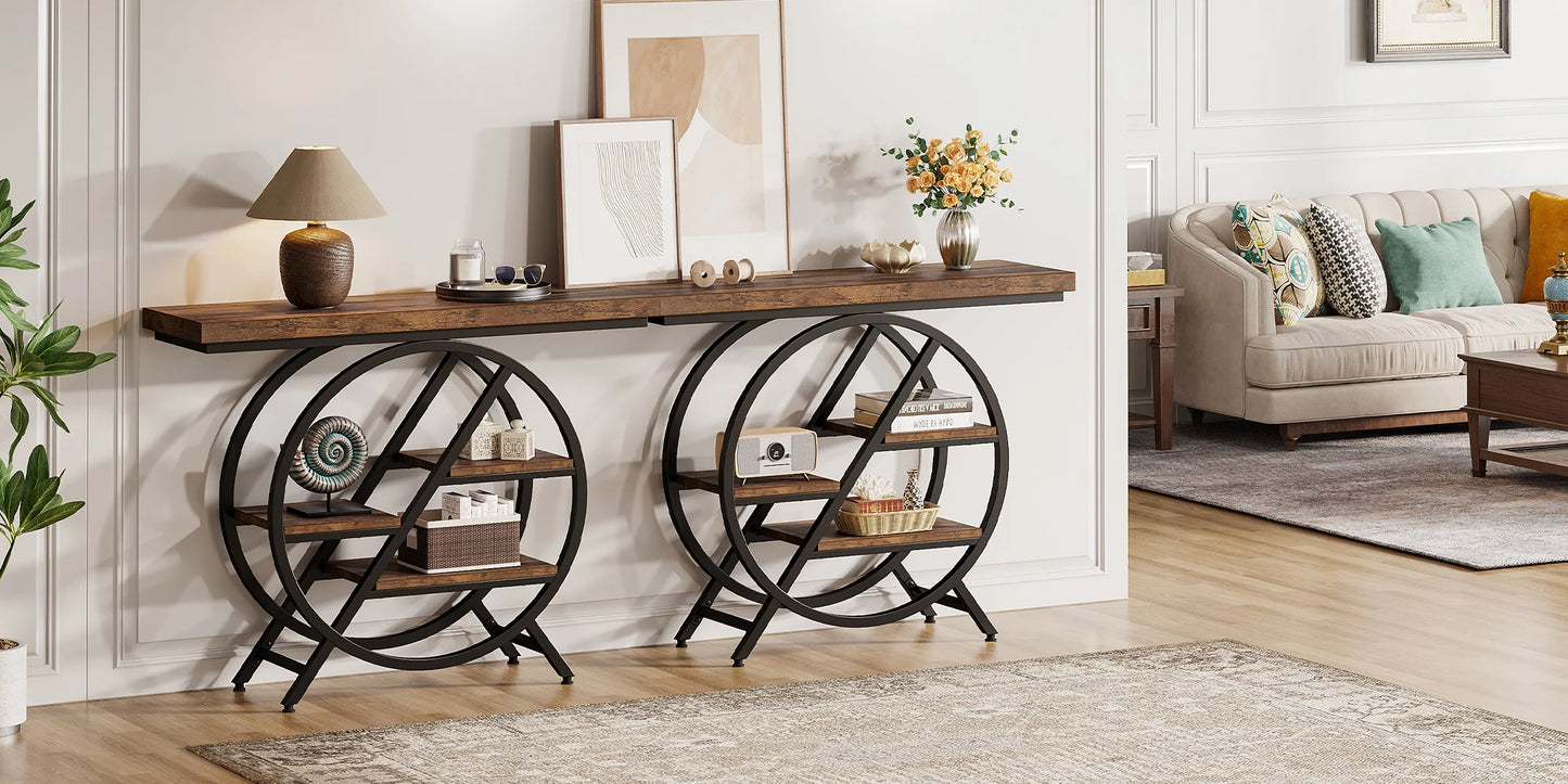 Tribesigns Console Table, 39.4-Inch Entryway Table with Thickened Tabletop, 4- Tier Industrial Narrow Hallway Sofa Table