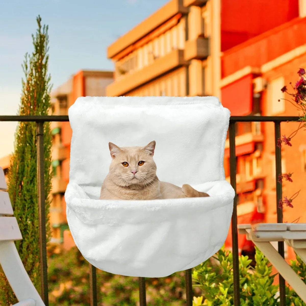 Cat Radiator Bed, Hammock Hanging Pet Bed,Heated Calming Fluffy Cradle for Pet,Cat Shelf Warm Cozy Plush Nap Mat with Wire Frame