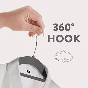 Velvet Hangers 20 Pack Clothes Hanger W/Tie Bar Non Slip Swivel Hook Slim Felt Hangers Suits Clothes Pants Coat Hanger Gray