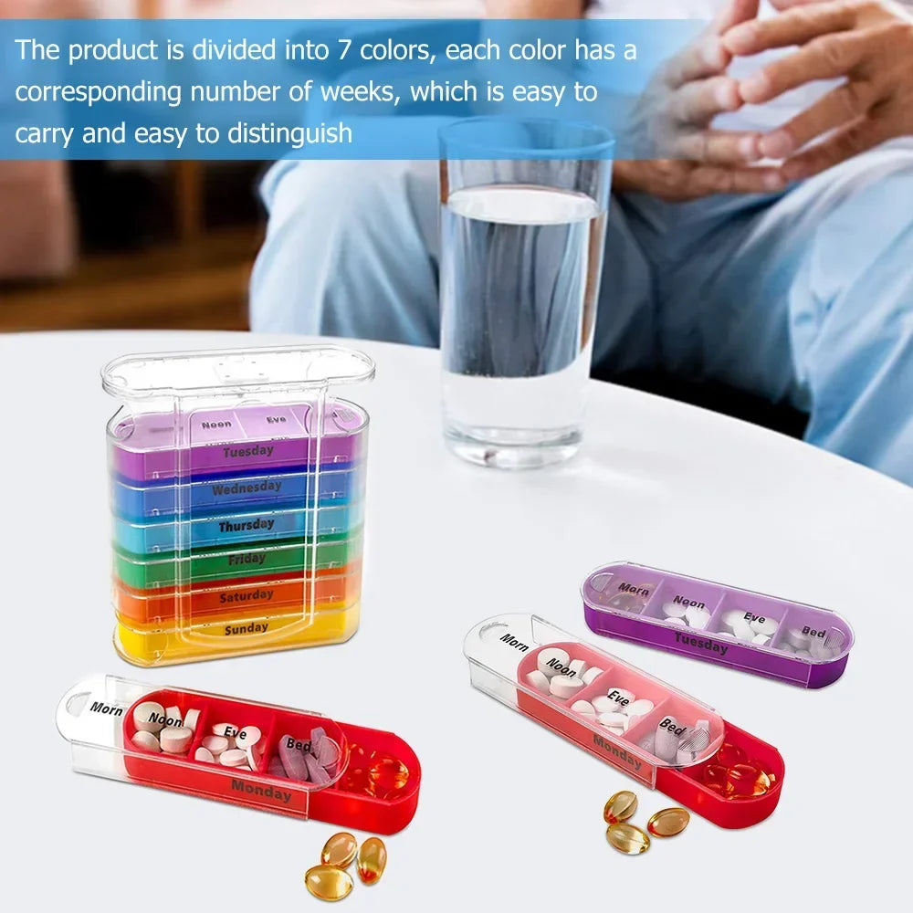 7 Days Pill Medicine Box Weekly Monthly Tablet Holder Storage Organizer Container Case Pill Box Splitters Pharmacy Pill Case Box