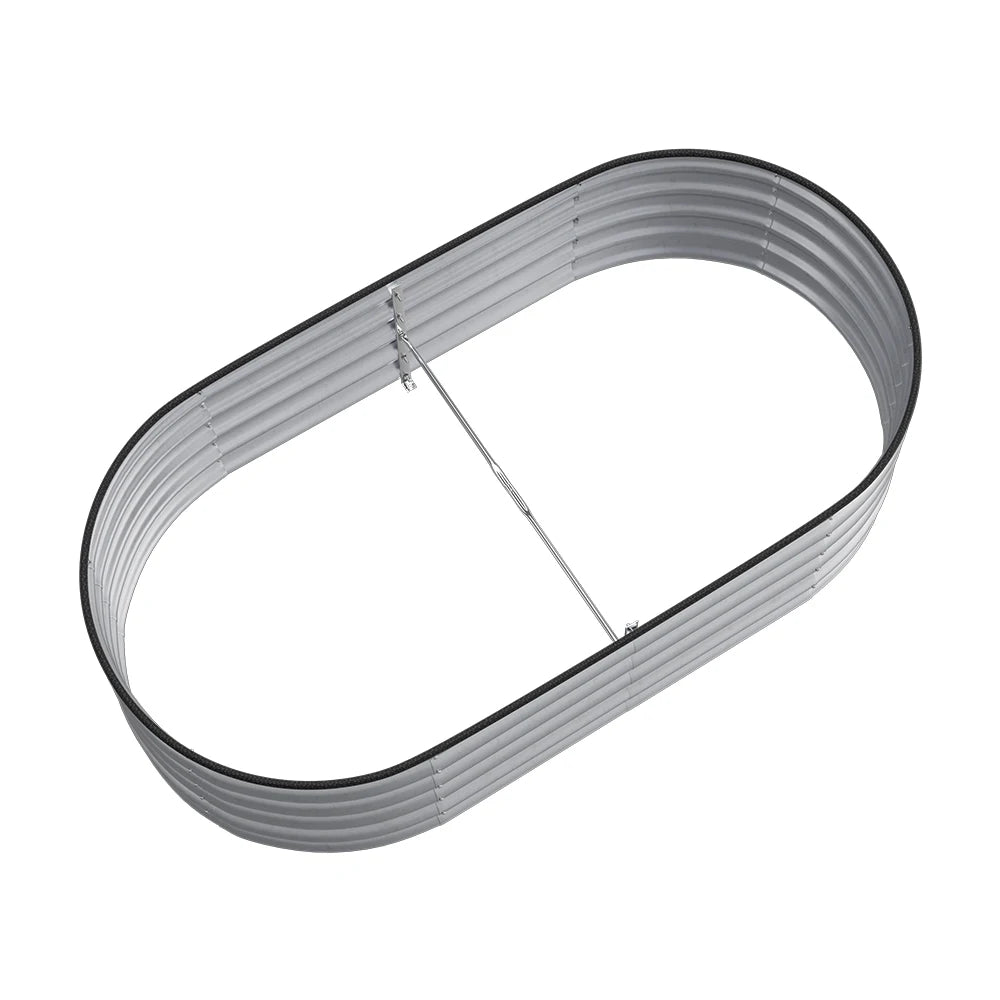 240CM Green Gardens Plan Oval-Shaped Galvanized Steel Raised Garden Bed