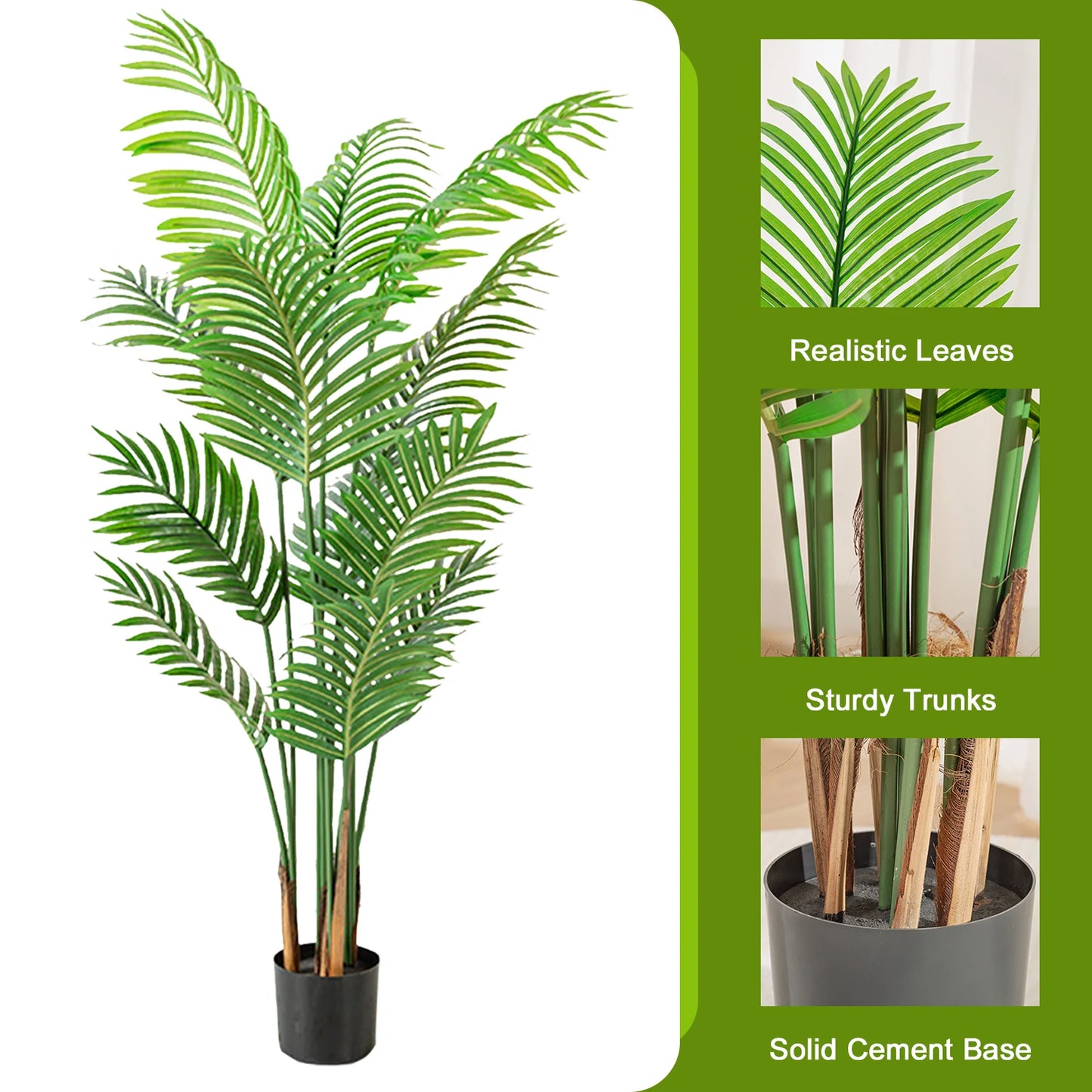 160cm Fake Tropical Palm Tree with 15 Leaves,Perfect Faux Plants in Pot for Indoor Outdoor House Home Office Modern Decoration