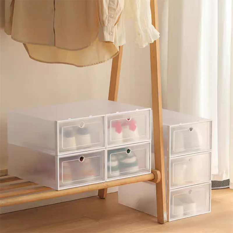 Modern Mini 24pcs Transparent Shoes Organizers Assemblable Plastic Thickened Foldable Dustproof Storage Box