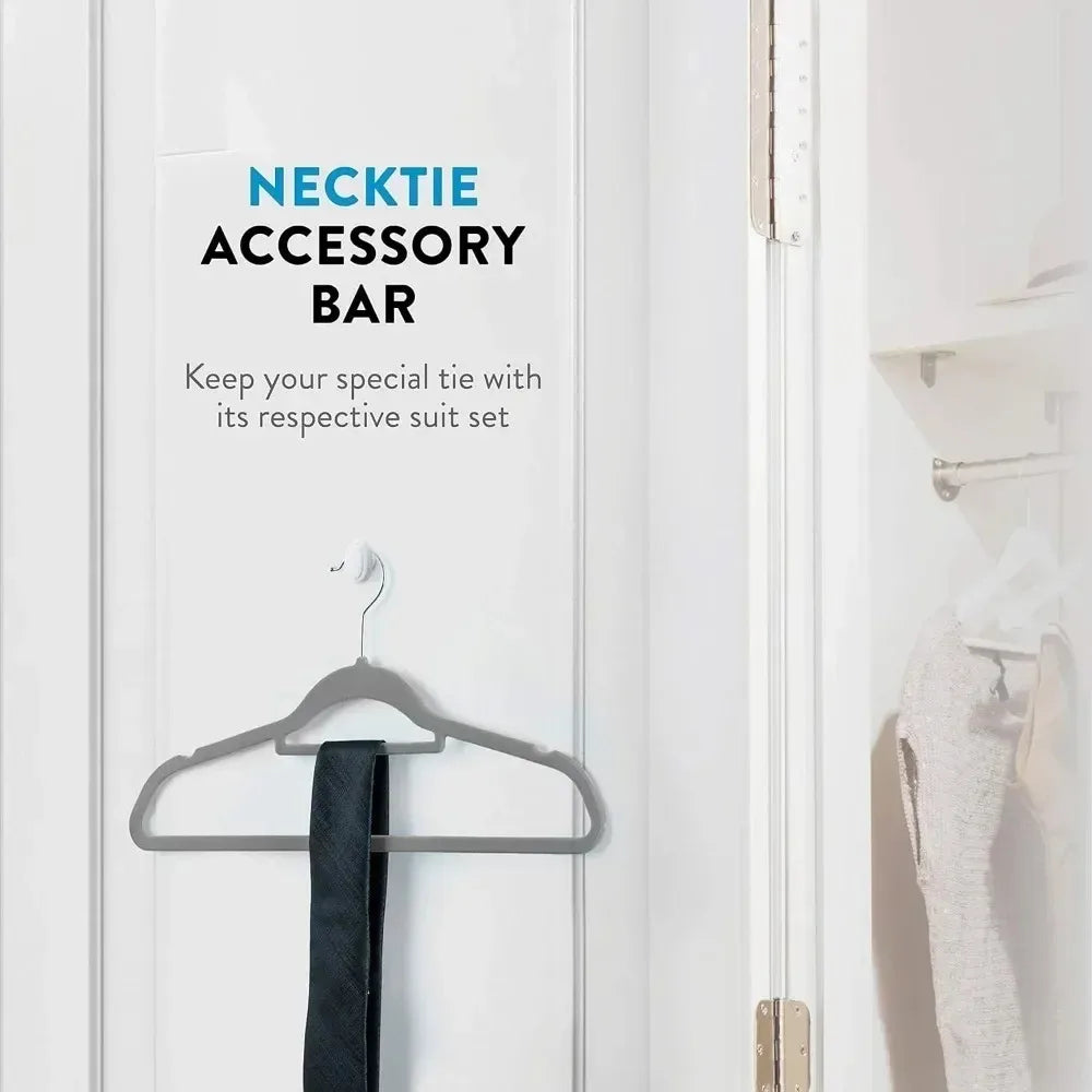 Velvet Hangers 20 Pack Clothes Hanger W/Tie Bar Non Slip Swivel Hook Slim Felt Hangers Suits Clothes Pants Coat Hanger Gray
