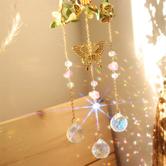 Sun catcher Crystal Wind Chimes Star Moon Love Heart Diamond Prisms Pendant Hanging Light Catcher Make Drop Home Decor