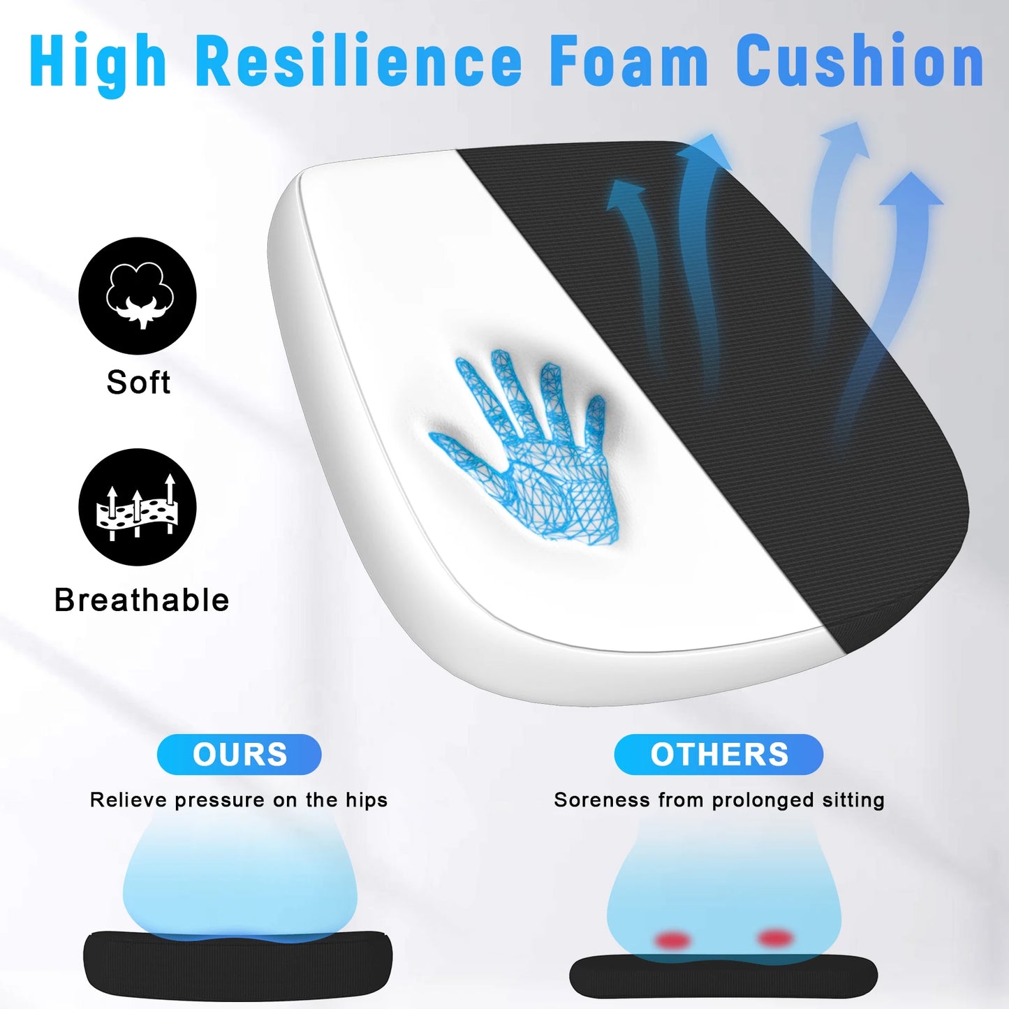 Ergonomic Office Chair with Slide Seat 90° Flip-up Armrest Adjustable Lumbar Support Angle Height Adjustable Home Office Chair
