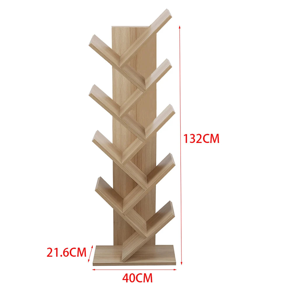 Livingandhome Rustic Standing Tree Bookshelf Wood Display Rack Kids Bookshelf  Bookshelves for Home