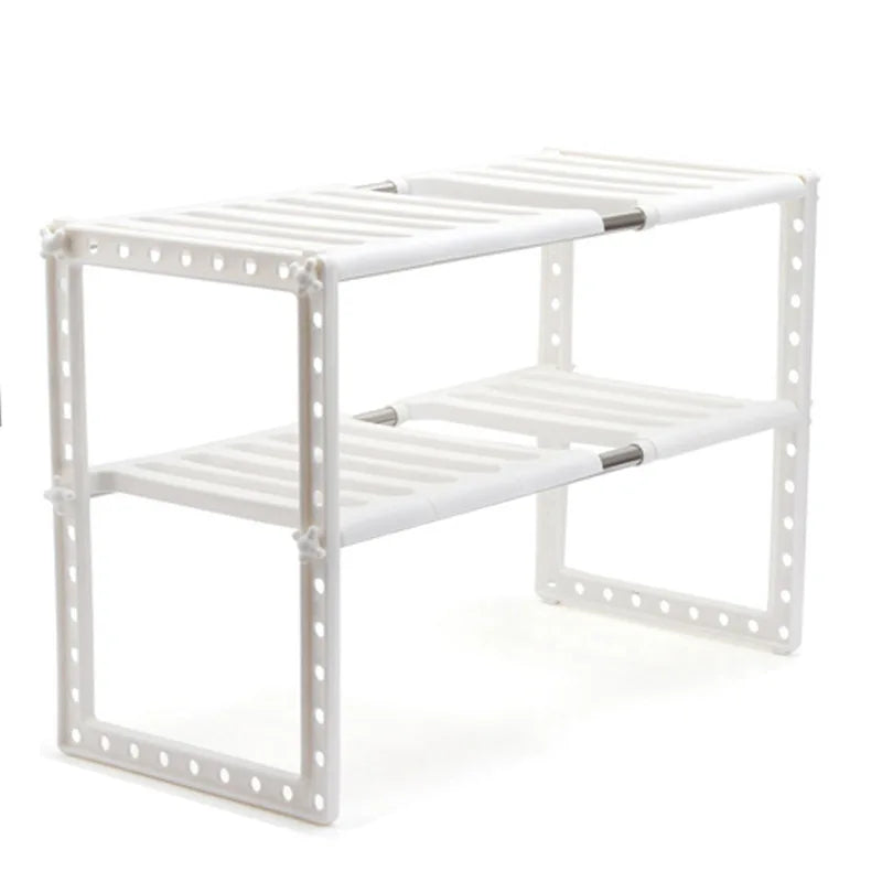 Under Sink Storage Caddy Multi Purpose Rack Adjustable Tidy 2 Tier Shelf Kitchen