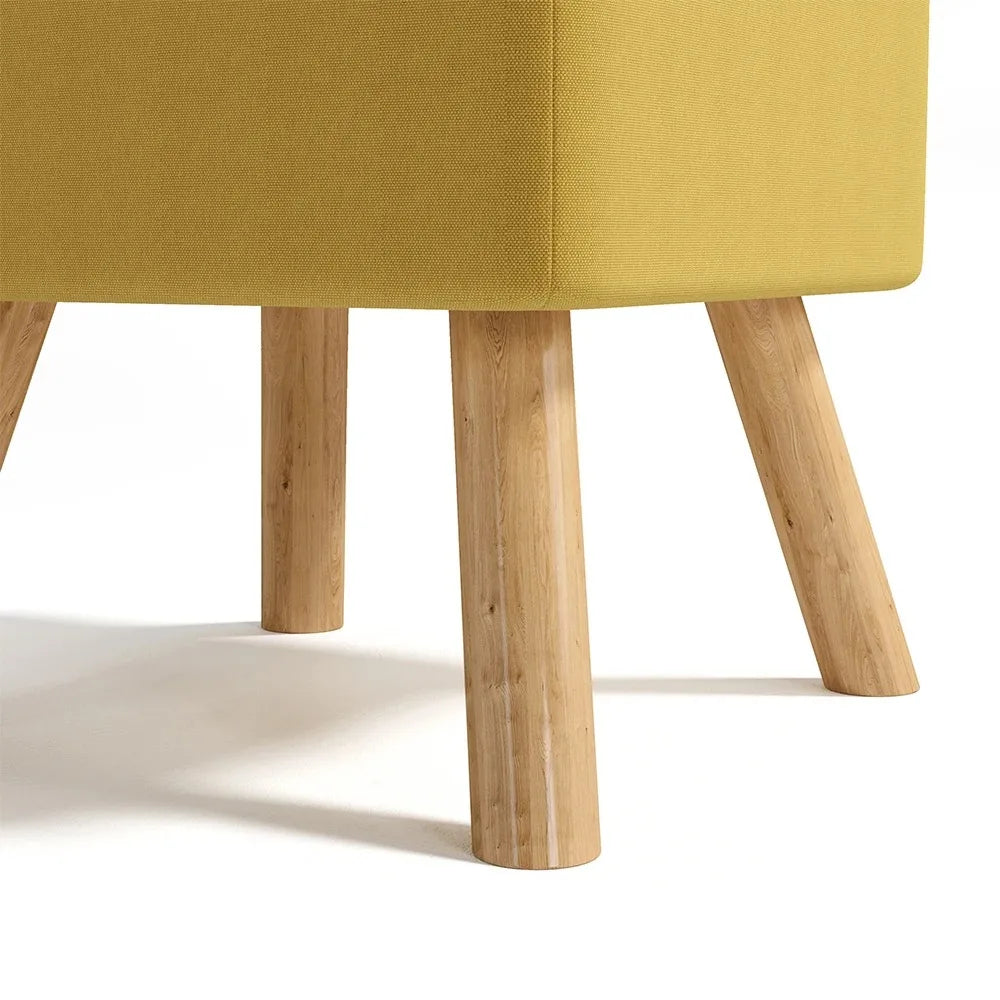 Linen Fabric Padded Household Multifunctional  Wooden Leg Footstool
