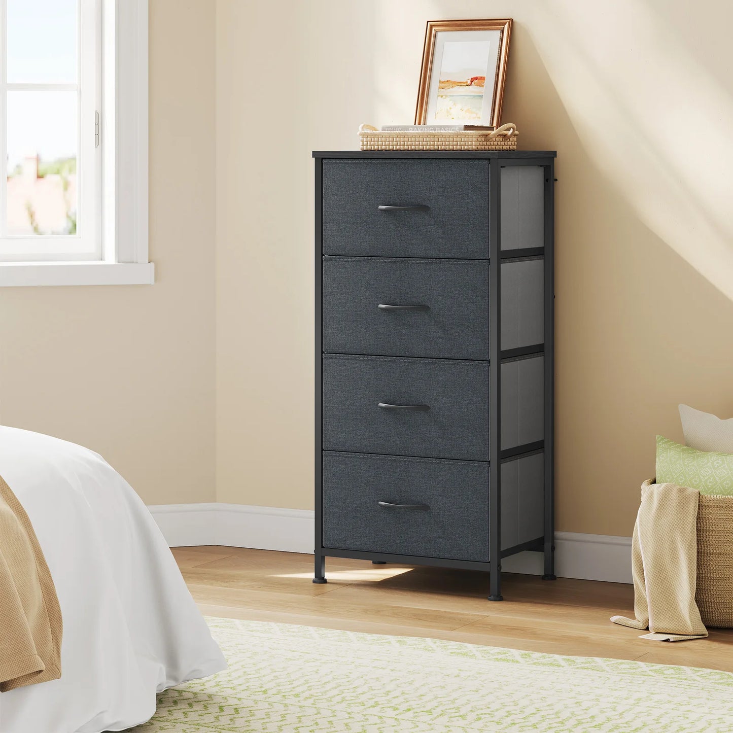 Fabric Chest of Drawers with 4 Drawers