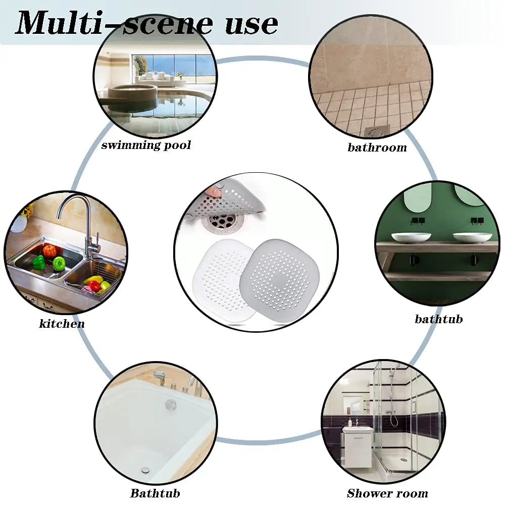 2 Pcs Silicone Drain Protector with Sucker, Sink Strainer Protector, Shower Drain Covers Hair Catch