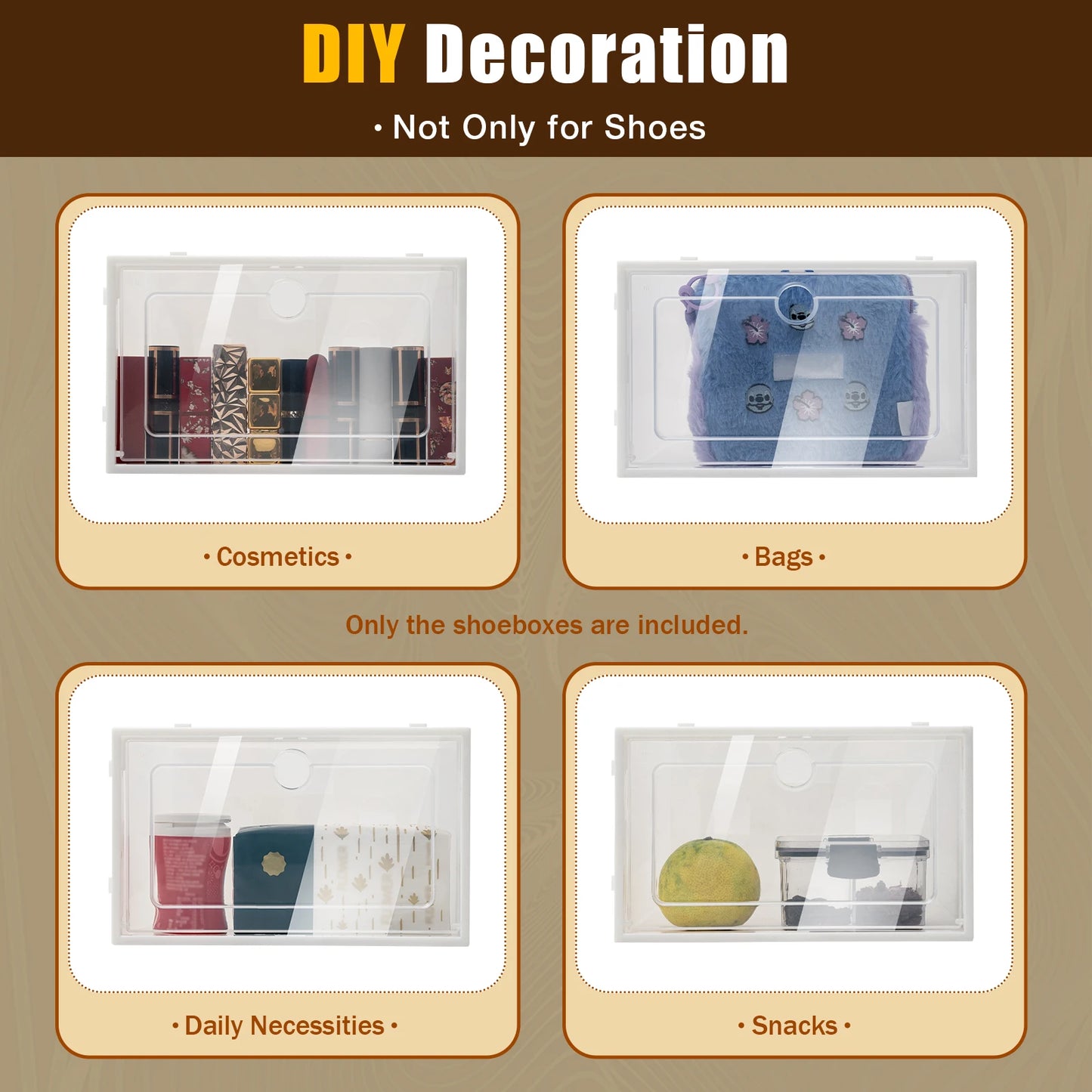 Modern Mini 24pcs Transparent Shoes Organizers Assemblable Plastic Thickened Foldable Dustproof Storage Box