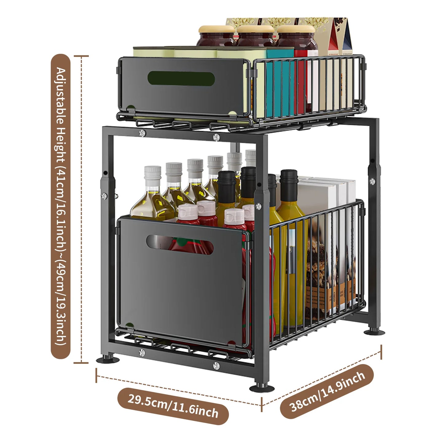 1pc,Slide-out storage rack,Cabinet pull-out storage basket,Punch-free storage rack with suction cups,Spice rack, cutlery rack