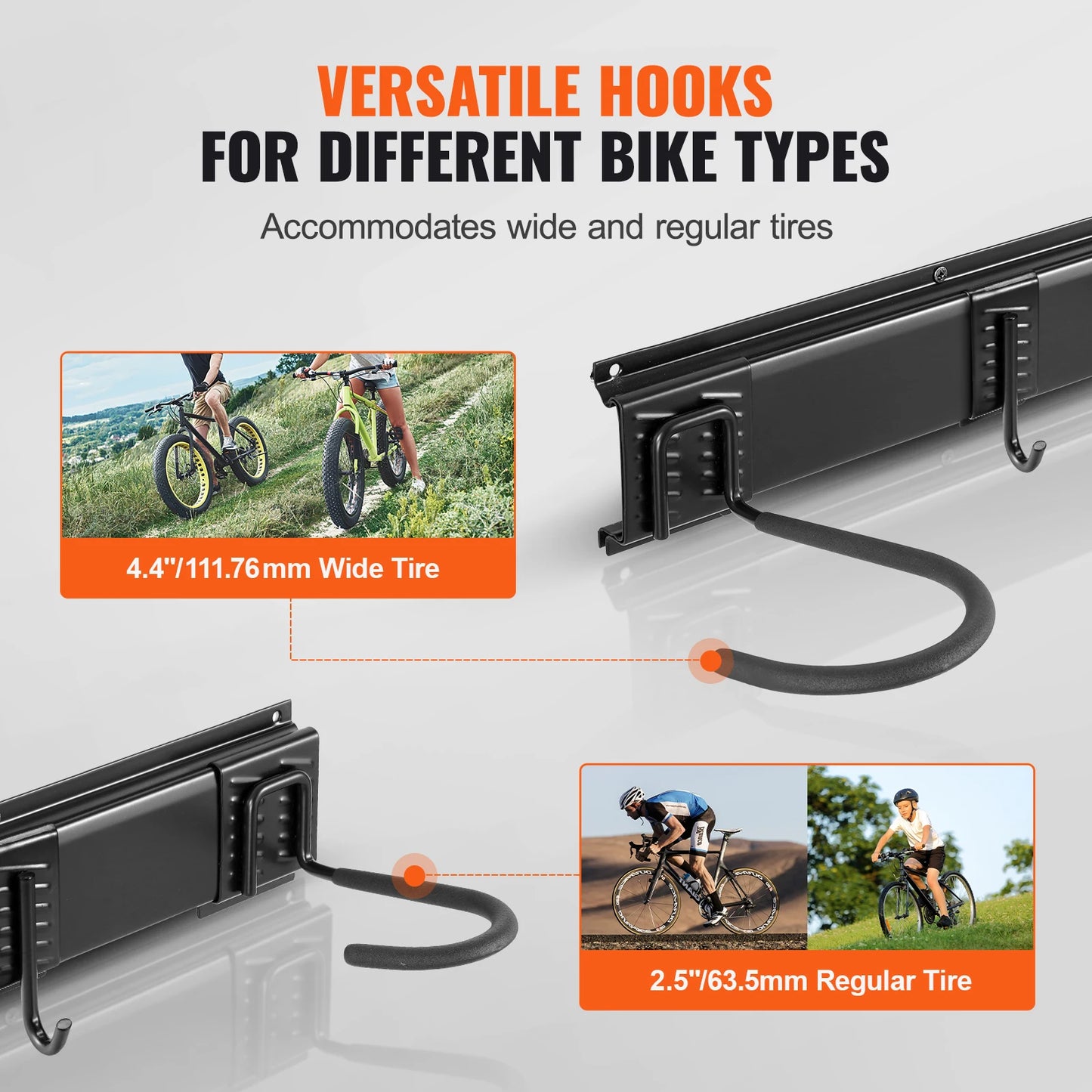 VEVOR Bike Storage Rack Wall Mount Bike Storage Hanger with 2 Helmets Hooks Adjustable Holder for 4 Bikes Home Garage Organizer