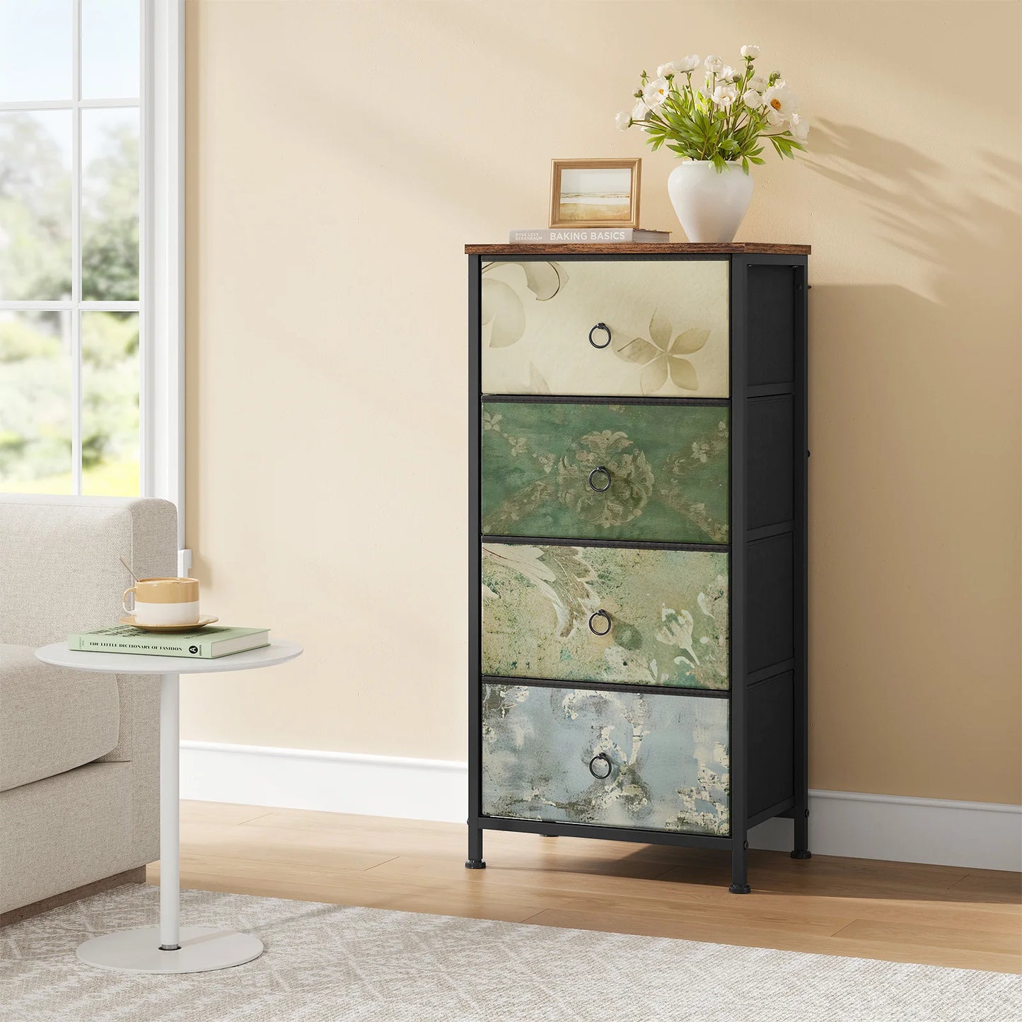 Fabric Chest of Drawers with 4 Drawers