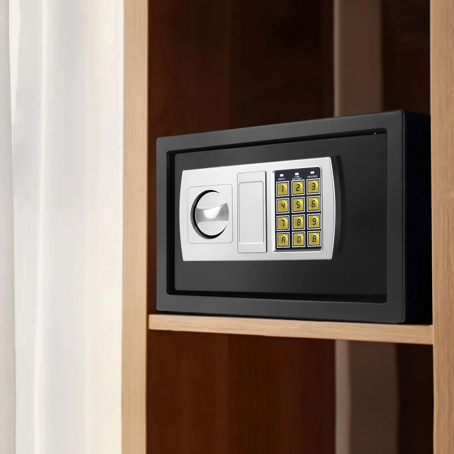 8.5L Small Digital Safe for Home,Electronic Cabinet Safes Fireproof Safes with Key &Electronic Lock,Security Safe Cash Box