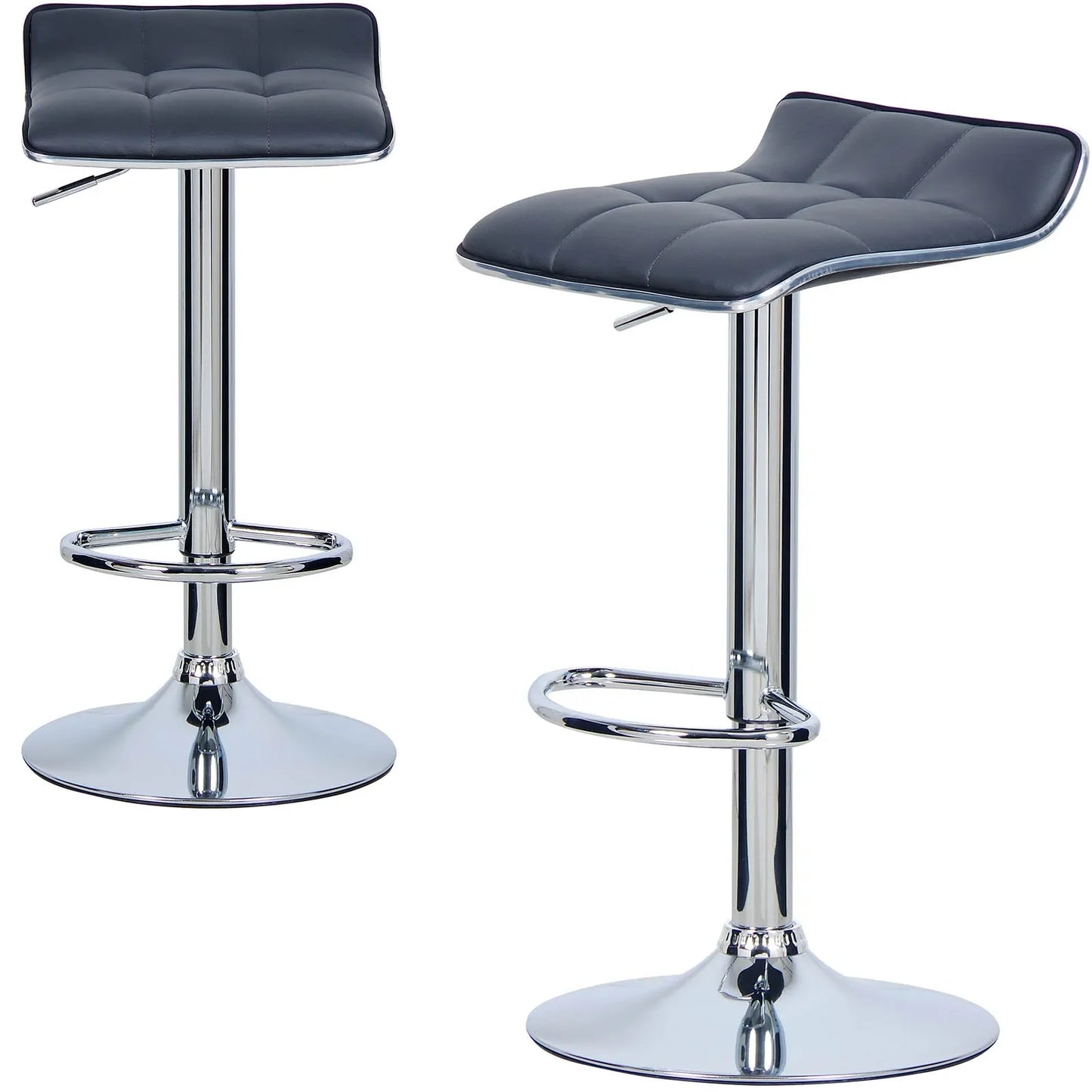 2PCs/Set Bar Stools Counter Stool Faux Leather Well Padded Seat Surface Dining Room Chair Hight-Adjustable Swivel Bar Chair
