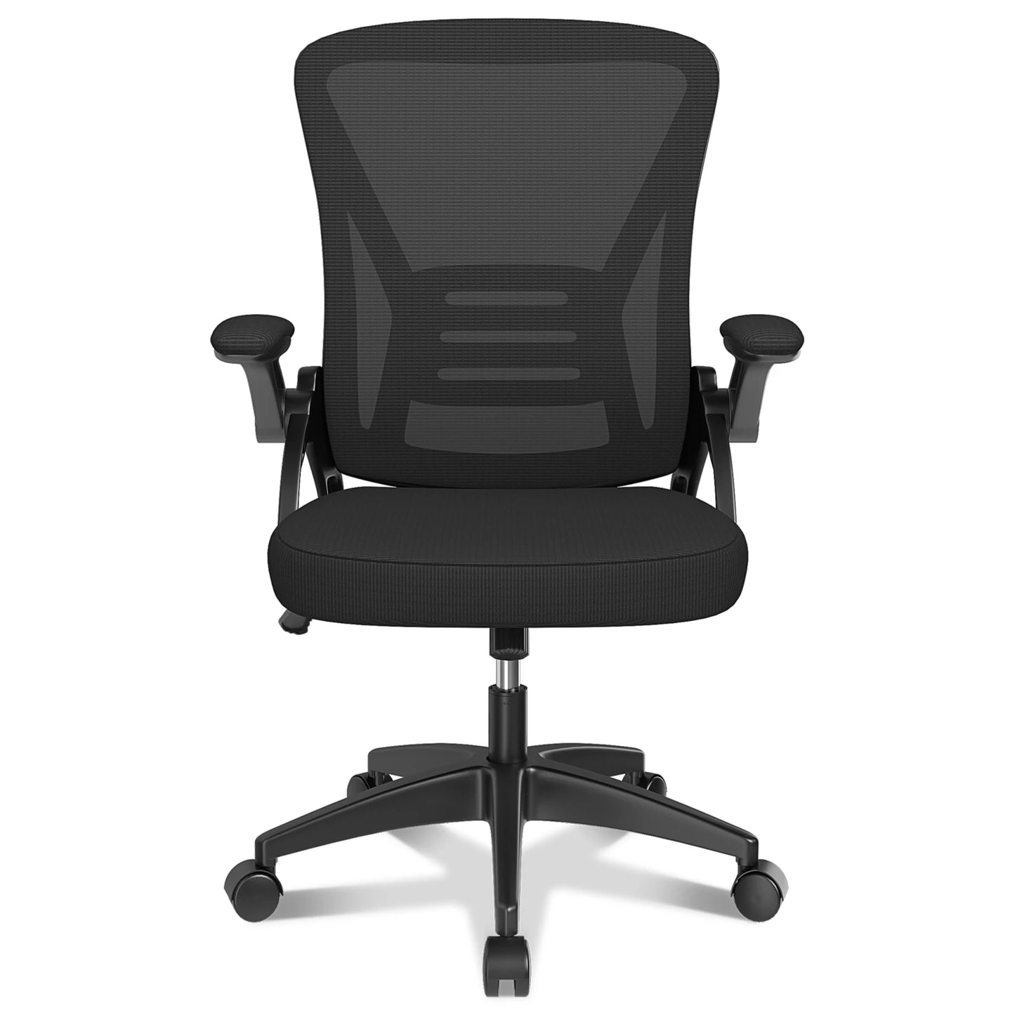 Ergonomic Office Chair with Slide Seat 90° Flip-up Armrest Adjustable Lumbar Support Angle Height Adjustable Home Office Chair