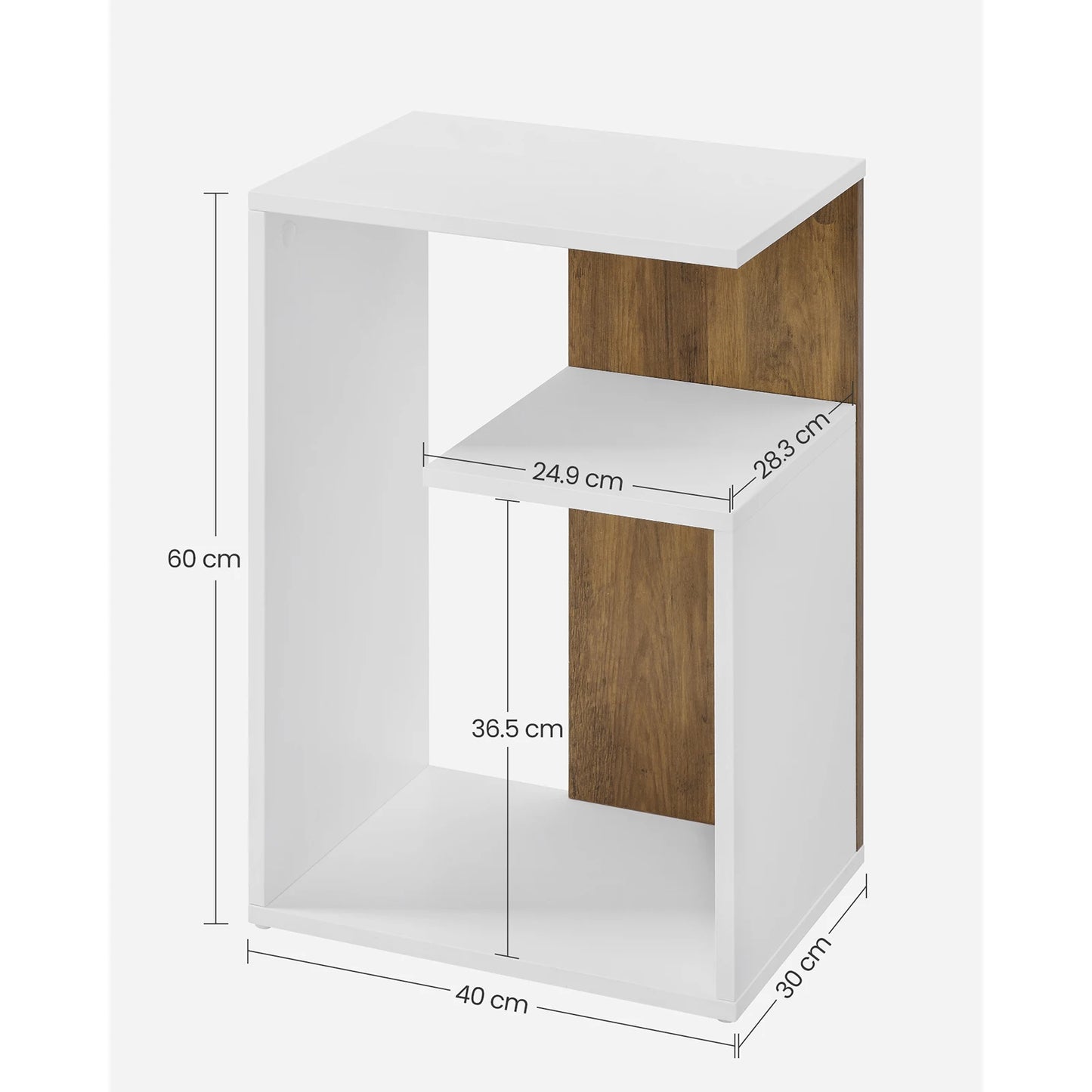 VASAGLE Side Table, Bedside Table, Open Storage, Can Be Used Vertically or Horizontally, Modern, 30 x 40 x 60 cm