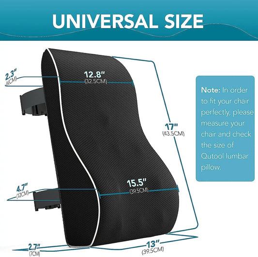 Lumbar Support Pillow, Memory Foam Back Support Cushion Lumbar Support for Office Chair, Car Seat, Recliner