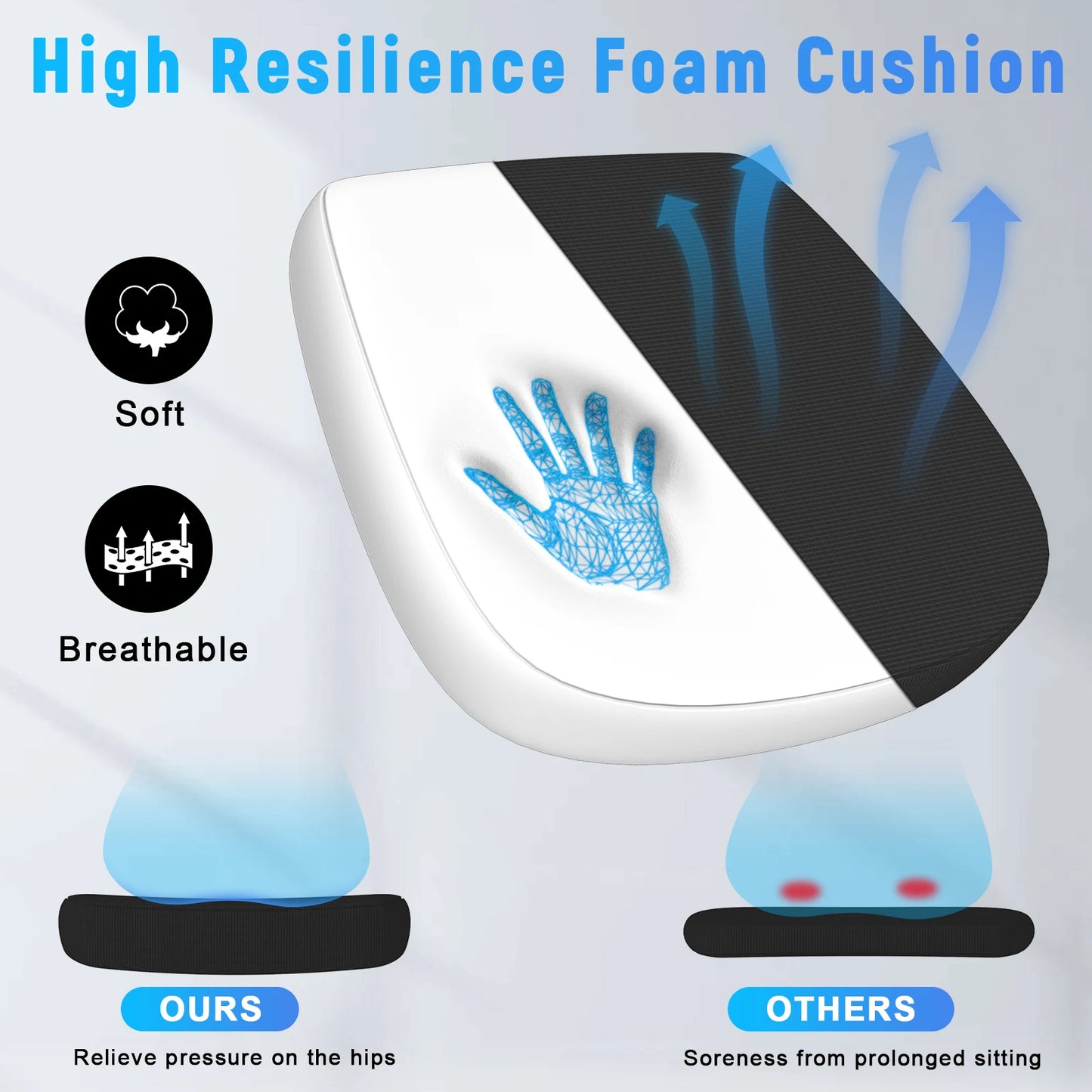 Ergonomic Office Chair  with 90° Flip-up Armrest Lumbar Support, Office Chair with Padded Seat Cushion Home Gaming Chairs