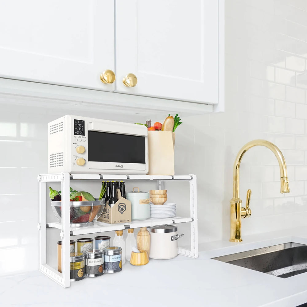 Under Sink Storage Caddy Multi Purpose Rack Adjustable Tidy 2 Tier Shelf Kitchen