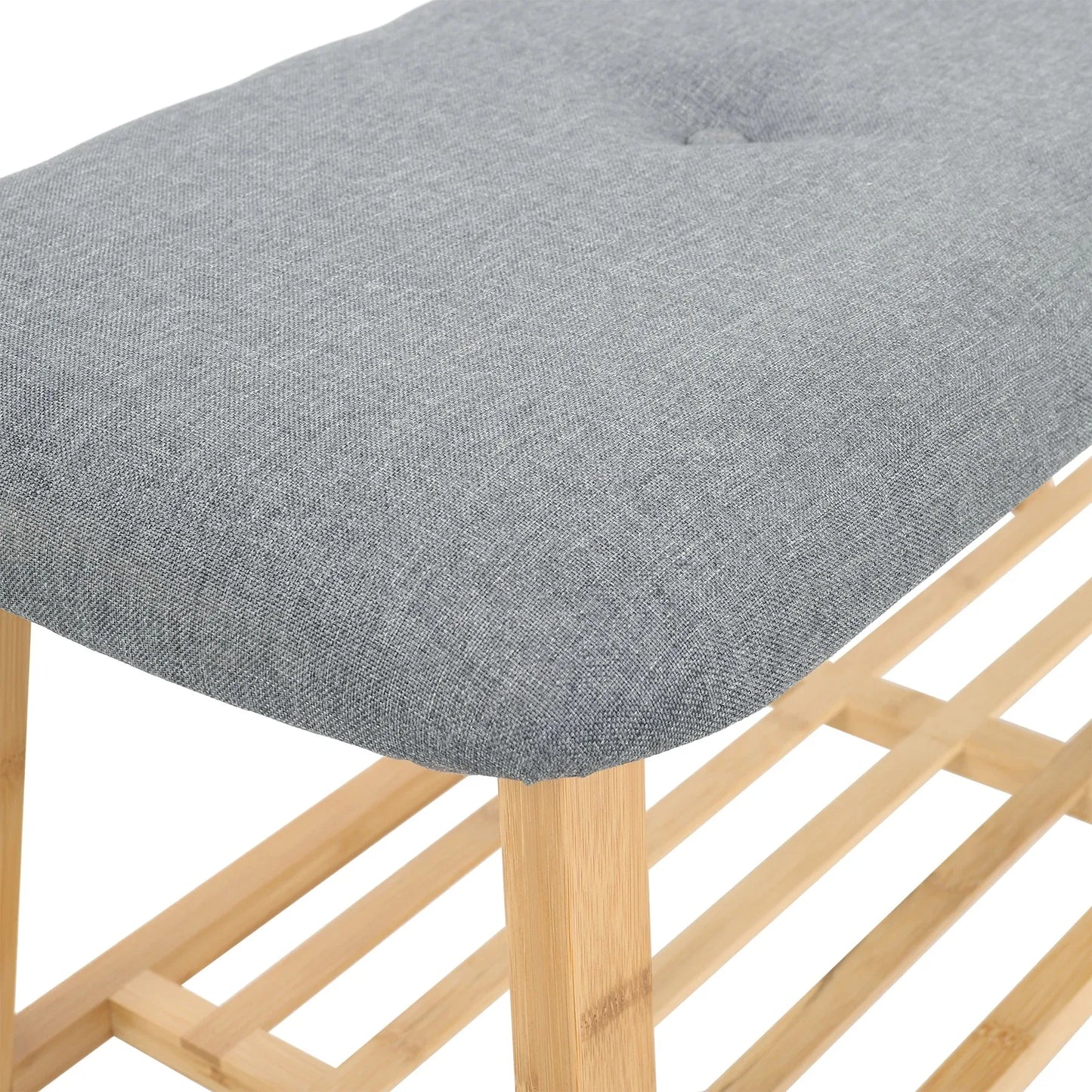 Multi-functional Home Use Bamboo Shoe Changing Stool with Soft Breathable Cushion