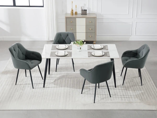 WOLTU 2PCS/Set Dining Chairs Upholstered Kitchen Chairs with Backrest Armrests Metal Legs for Living Room Office Dressing Table