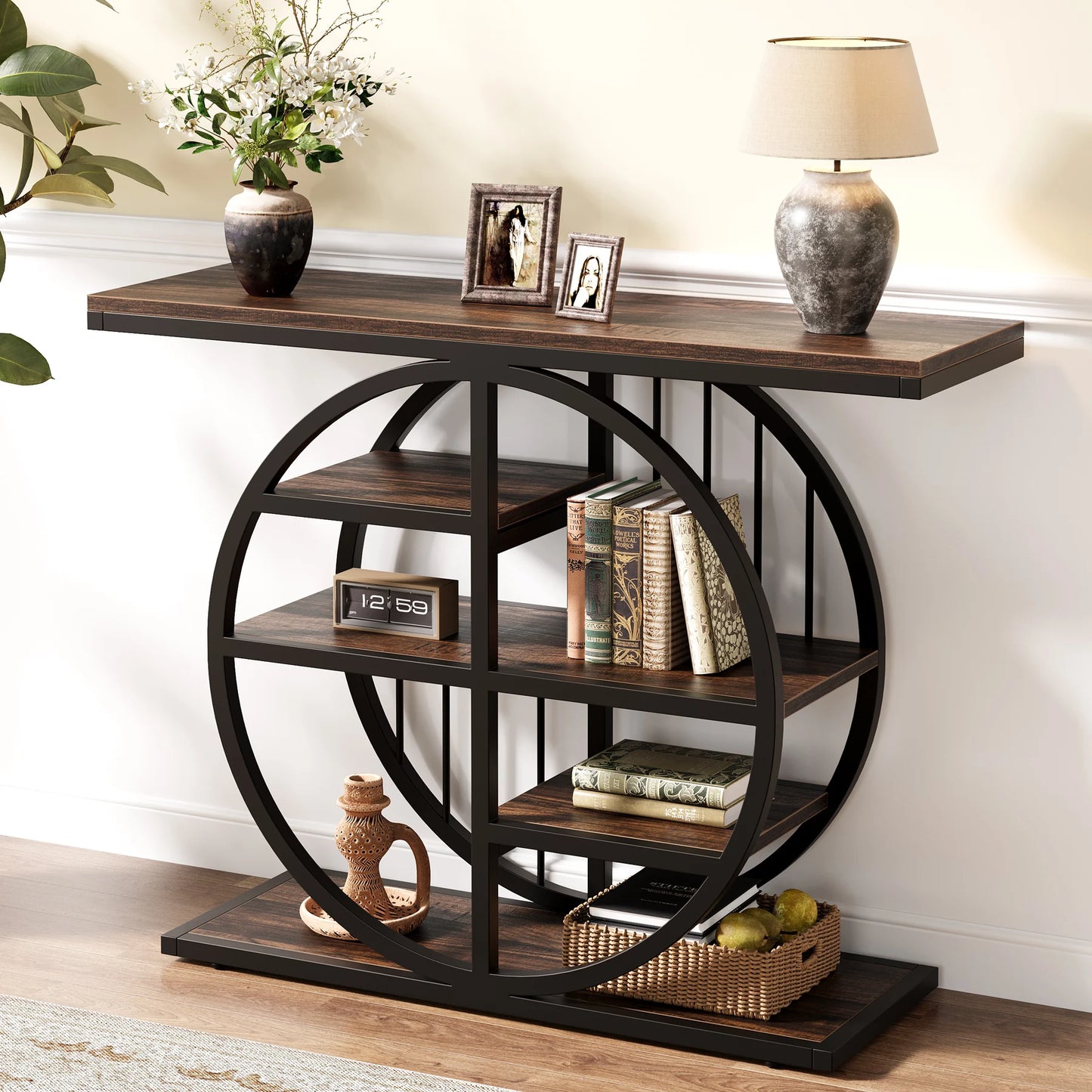 Tribesigns Console Table, 39.4-Inch Entryway Table with Thickened Tabletop, 4- Tier Industrial Narrow Hallway Sofa Table