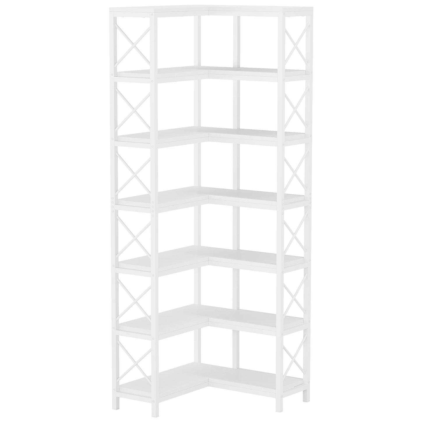 Tribesigns 7-Shelf Corner Bookshelf,Large Modern Corner Bookcase, 7-Tier Tall Corner Shelf Storage Display Rack with Metal Frame
