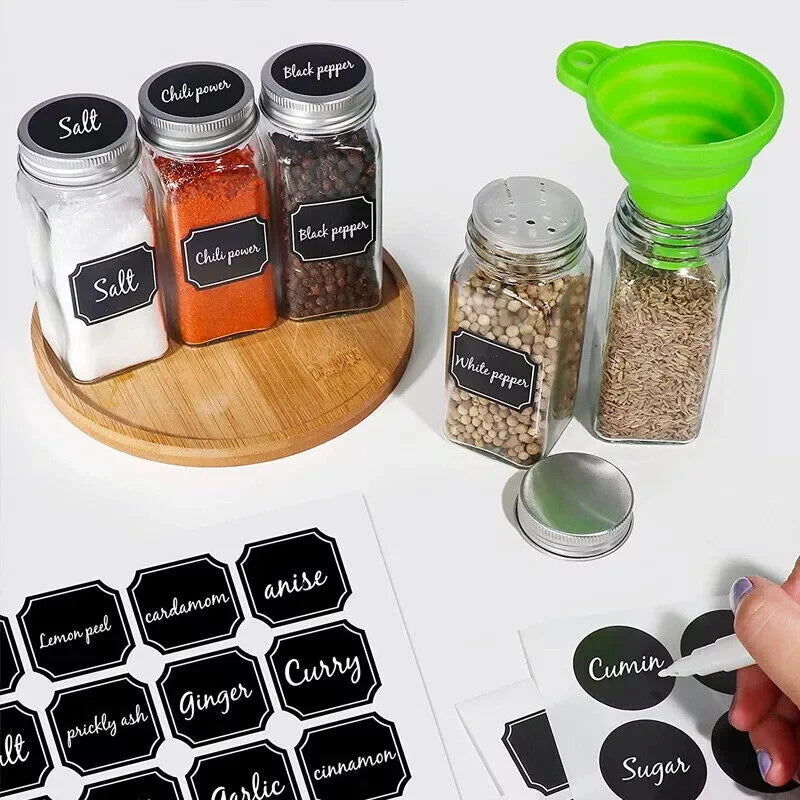 12pc 120ML bottle Glass Spice Bottle Jars Spice Jar Set Transparent Seasoning Storage Bottles Kitchen Salt Bottle