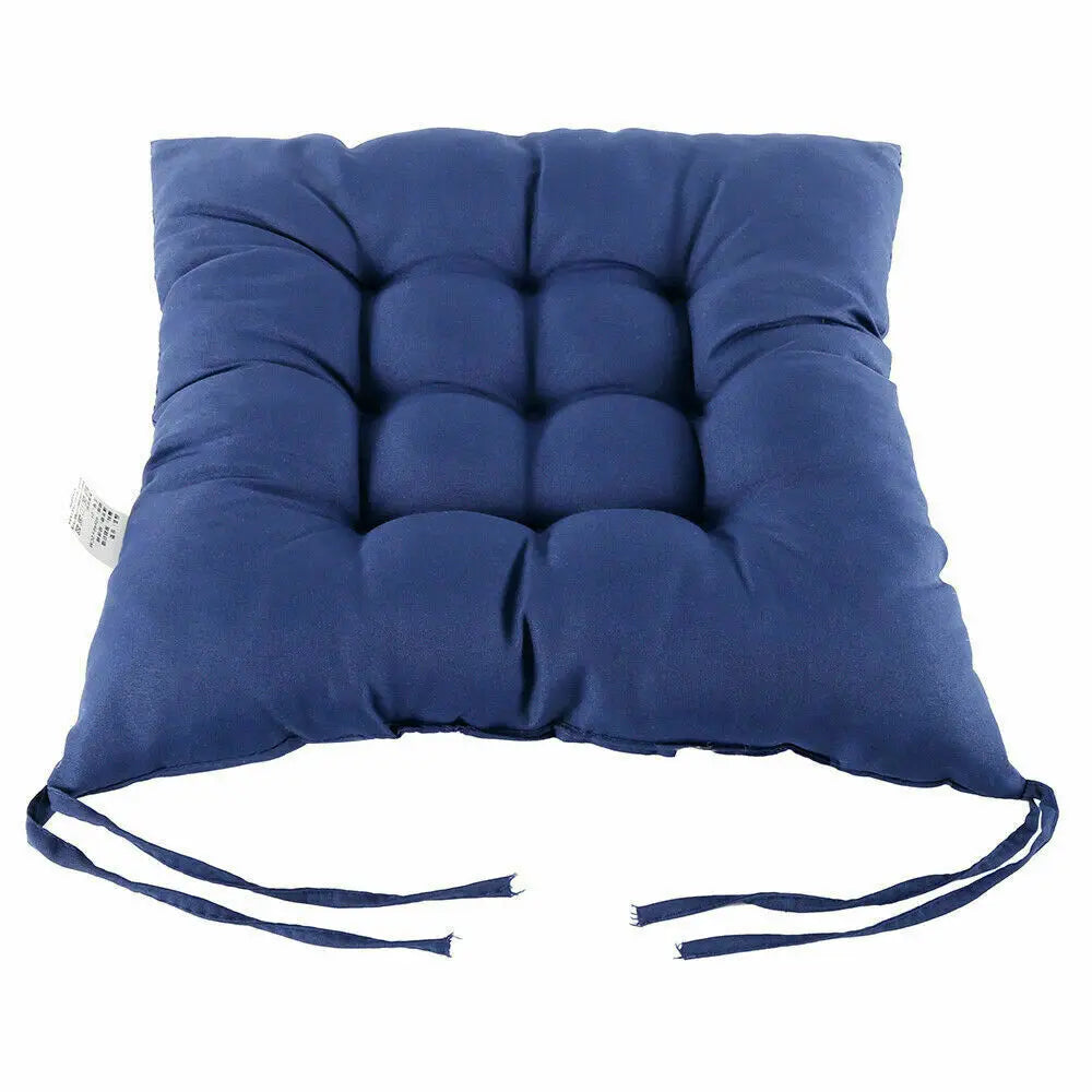 4 Pack Seat Pad Dining Room Garden Kitchen Chair Seat Cushions Tie On Plain UK