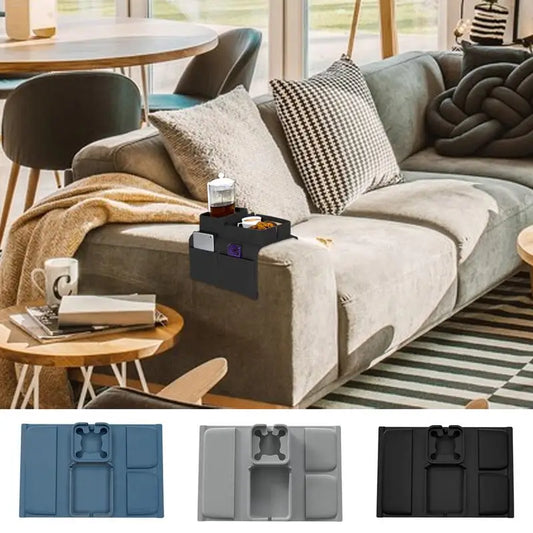 Silicone Couch Arm Tray Sofa Armrest Organizer Cup Holder Back Grid-Like Design Storage Supplies for Car Backseats Living Rooms