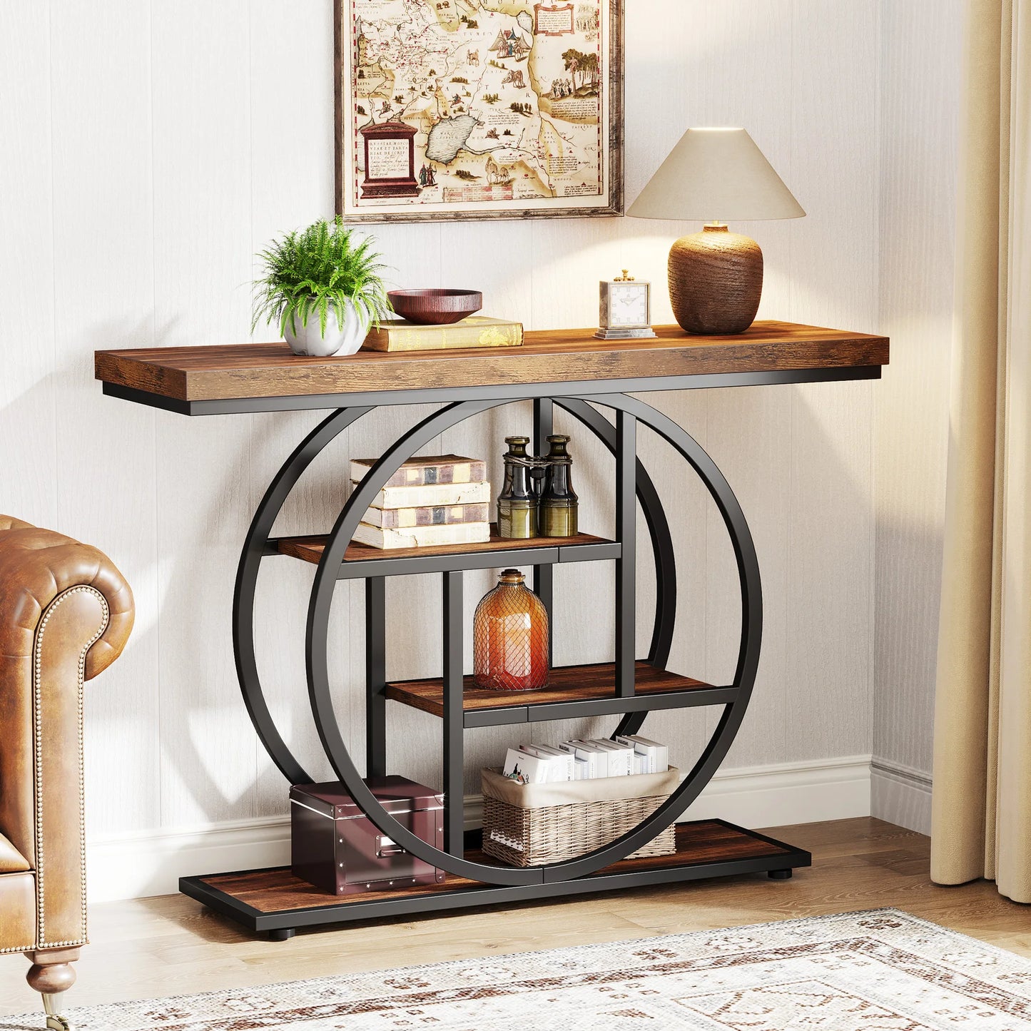 Tribesigns Console Table, 39.4-Inch Entryway Table with Thickened Tabletop, 4- Tier Industrial Narrow Hallway Sofa Table