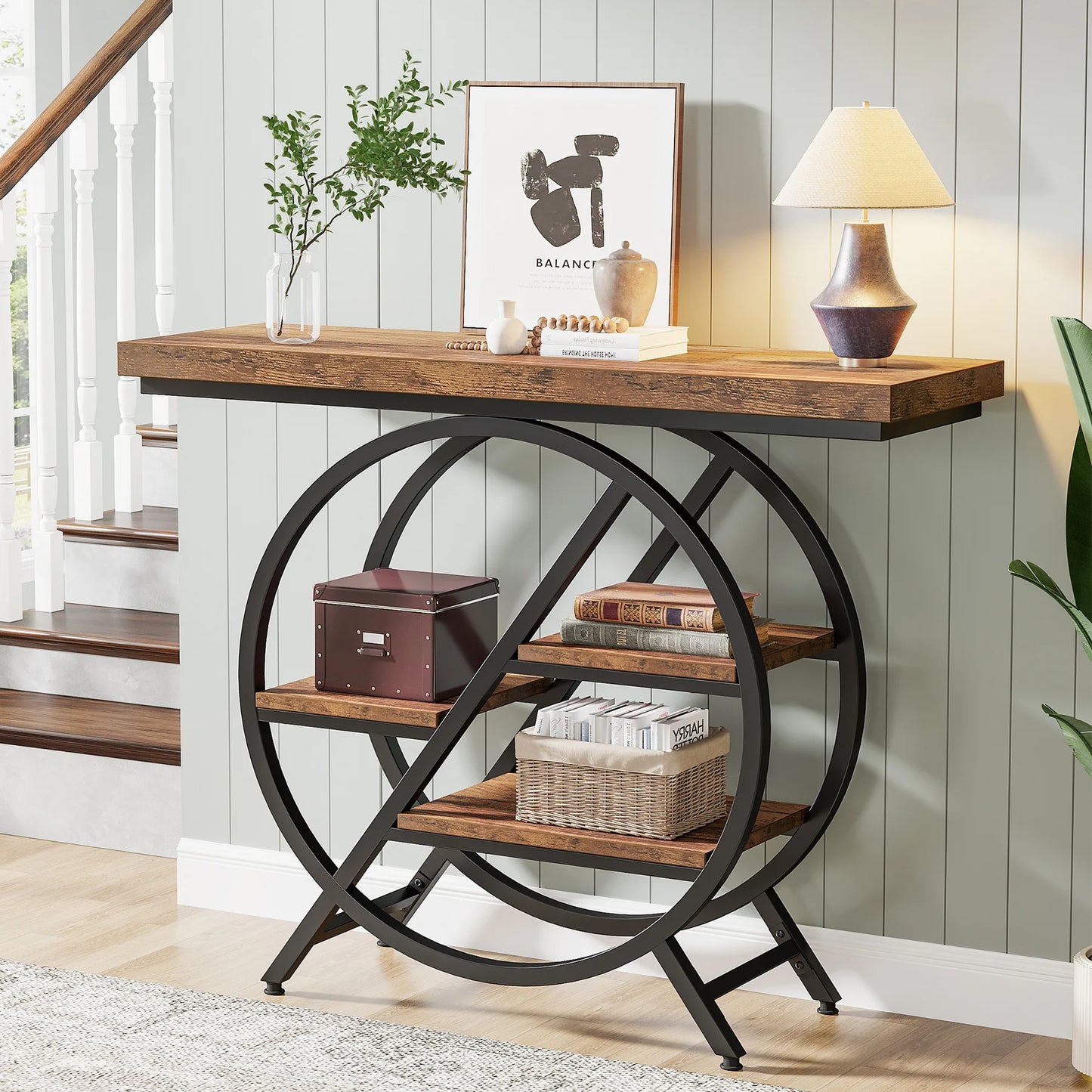 Tribesigns Console Table, 39.4-Inch Entryway Table with Thickened Tabletop, 4- Tier Industrial Narrow Hallway Sofa Table