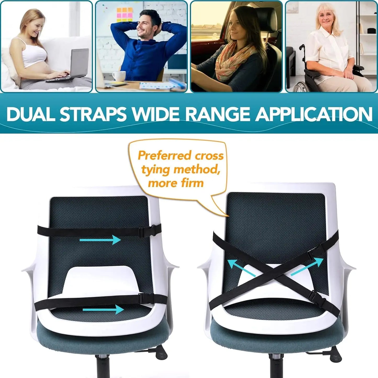Lumbar Support Pillow, Memory Foam Back Support Cushion Lumbar Support for Office Chair, Car Seat, Recliner