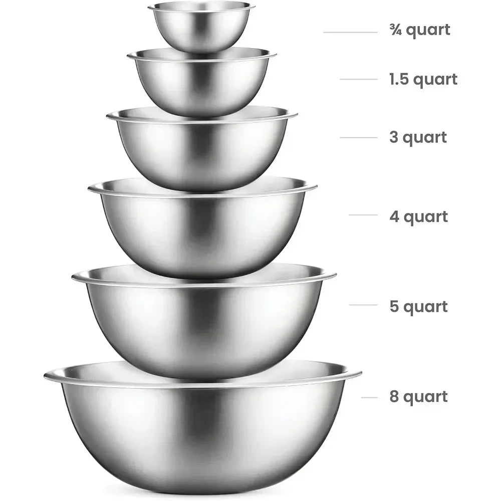 Stainless Steel Mixing Bowls Set for Kitchen Dishwasher Safe Nesting Bowls for Cooking Baking Meal Prepping