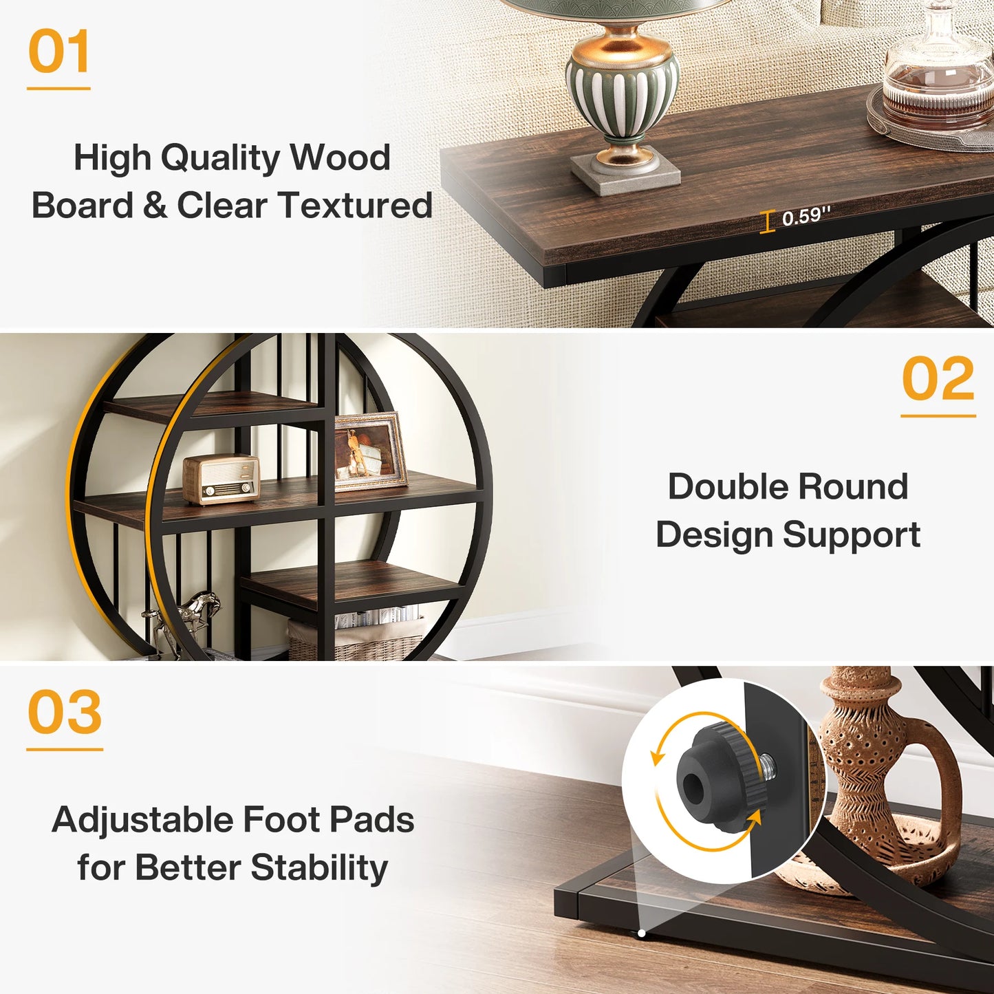 Tribesigns Console Table, 39.4-Inch Entryway Table with Thickened Tabletop, 4- Tier Industrial Narrow Hallway Sofa Table
