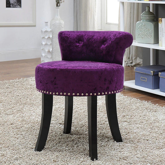 Crush Velvet Dressing Table Desk Studded Edge, Purple