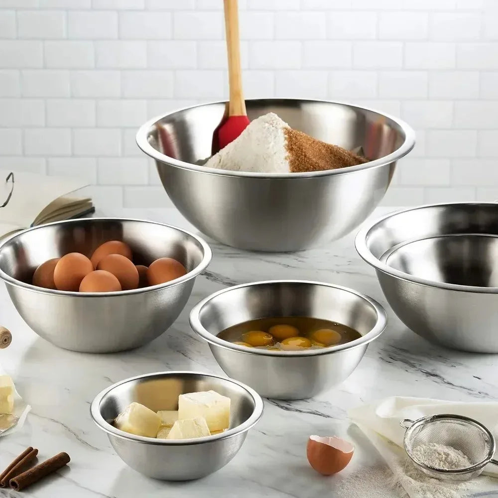 Stainless Steel Mixing Bowls Set for Kitchen Dishwasher Safe Nesting Bowls for Cooking Baking Meal Prepping